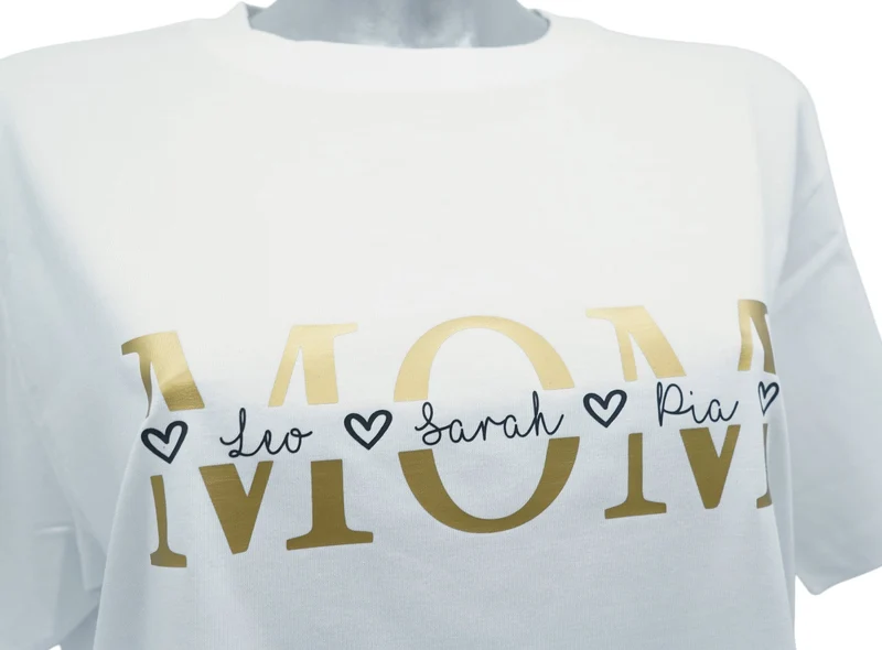 T-Shirt MOM - Herzen geteilt gold