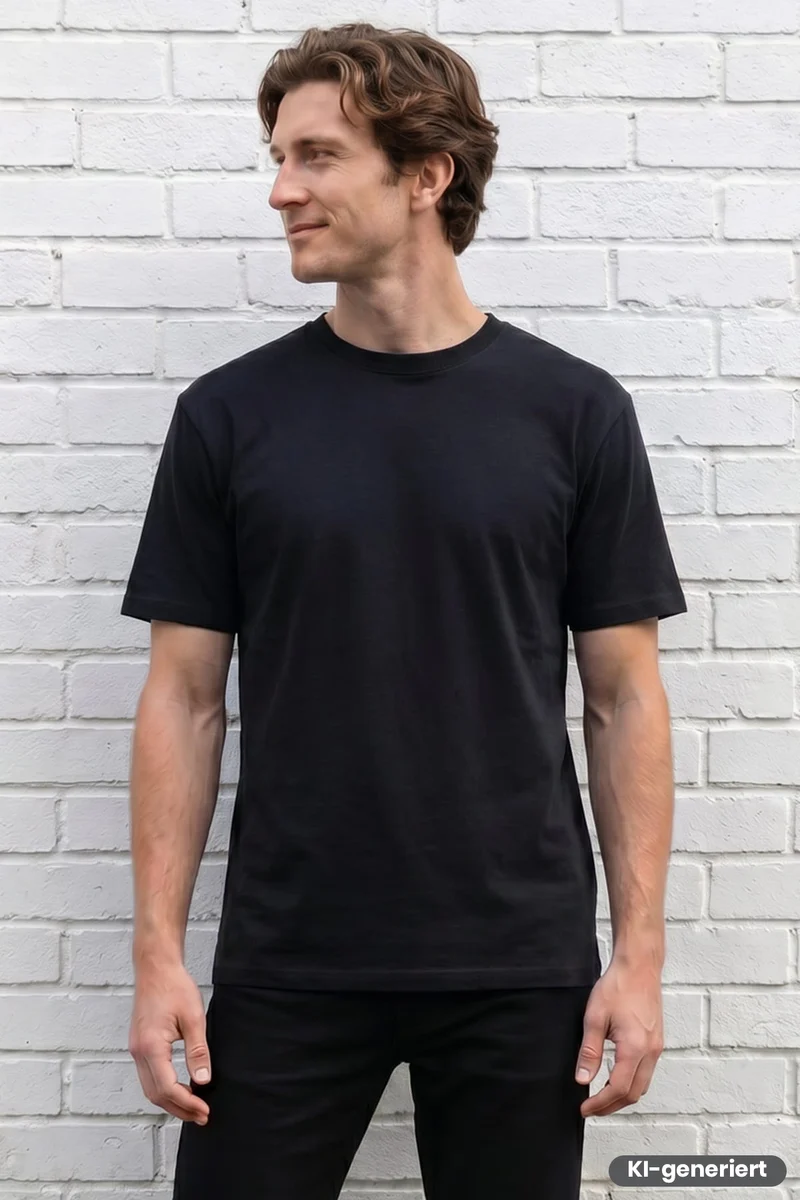 T - Shirt Rundhals / M066-03 Schwarz