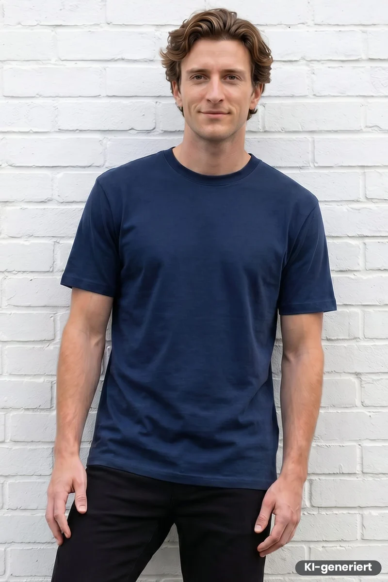 T - Shirt Rundhals / M066-03 Marineblau
