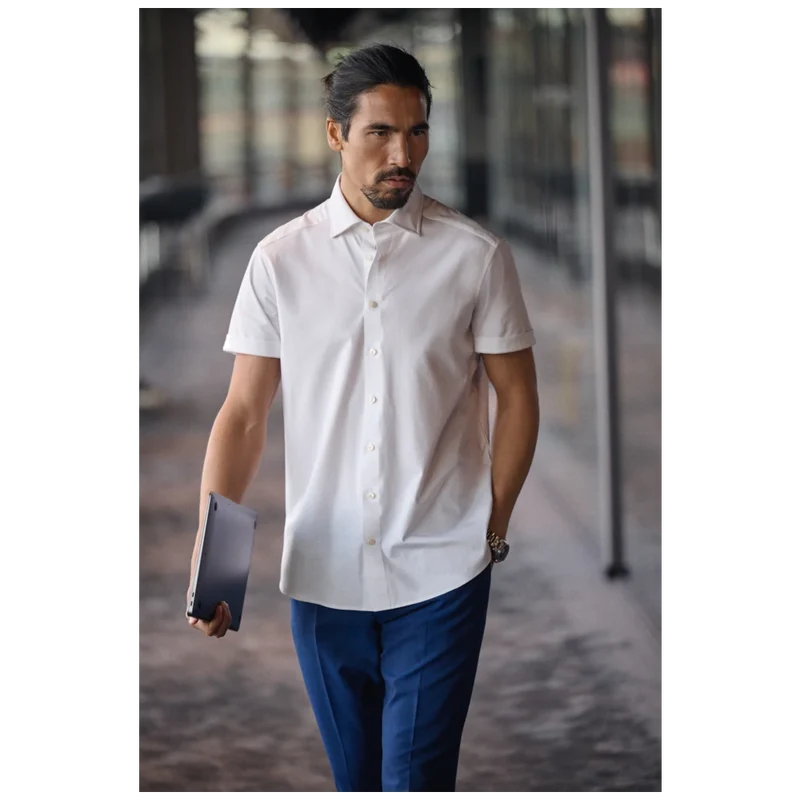 James Harvest & Frost Indigo Bow 132 S/S Overhemd Slim Fit Heren 2913222