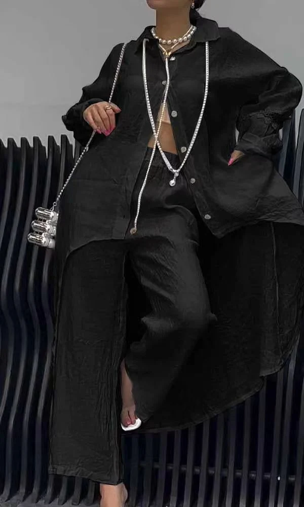 Damen Zweiteiliges Outfit | Langarm Hemd & Hose | Weiches, Atmungsaktives Material