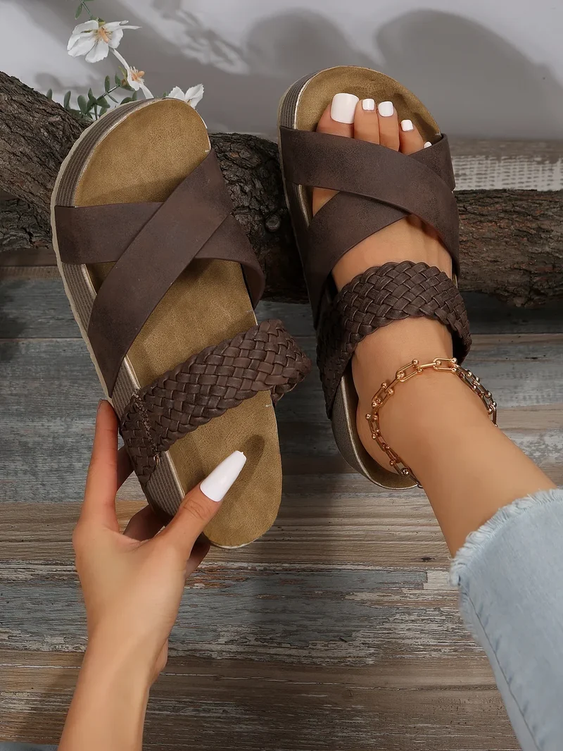 Damen Plateausandalen | Weiches Kissengefühl | Rutschfeste Sohle & Verstellbare Riemen