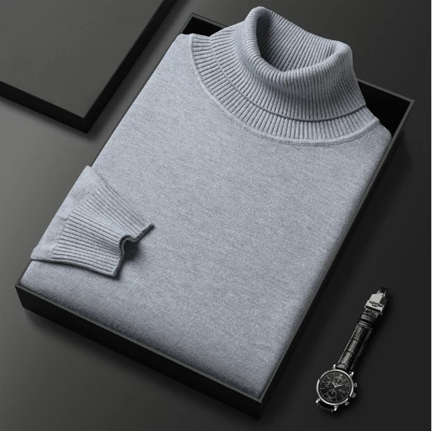 Herren Rollkragenpullover | Premium Kaschmir-Mix | Einfarbig | Weich & Warm