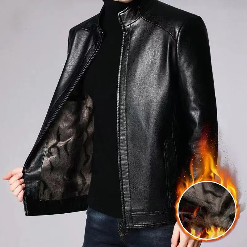 Herren Lederjacke | Echte Lederqualität | Mit Plüschfutter | Winddicht & Warm