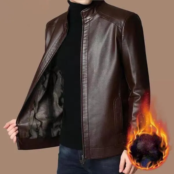 Herren Lederjacke | Echte Lederqualität | Mit Plüschfutter | Winddicht & Warm