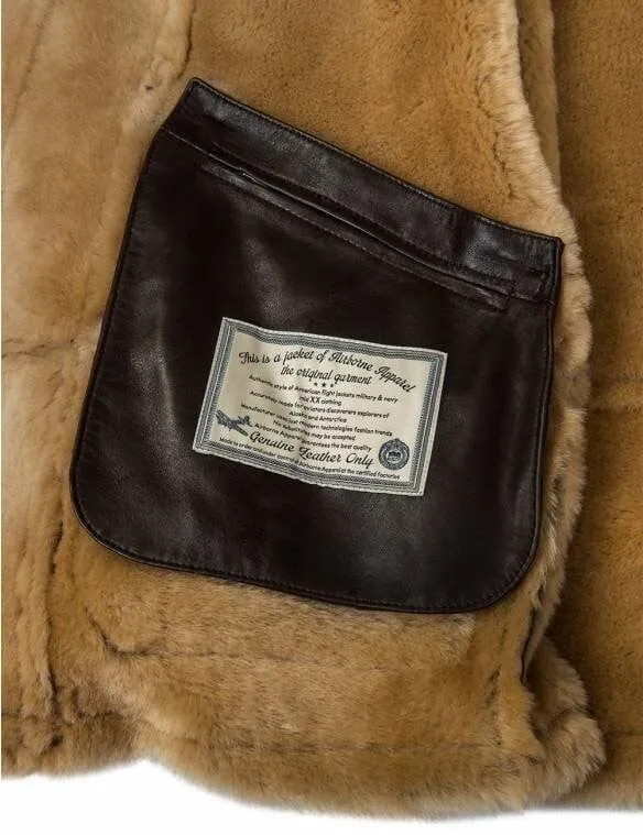 Herren Parka B-7 | Lammfell | Abnehmbare Kapuze mit Waschbärfell | Winterjacke