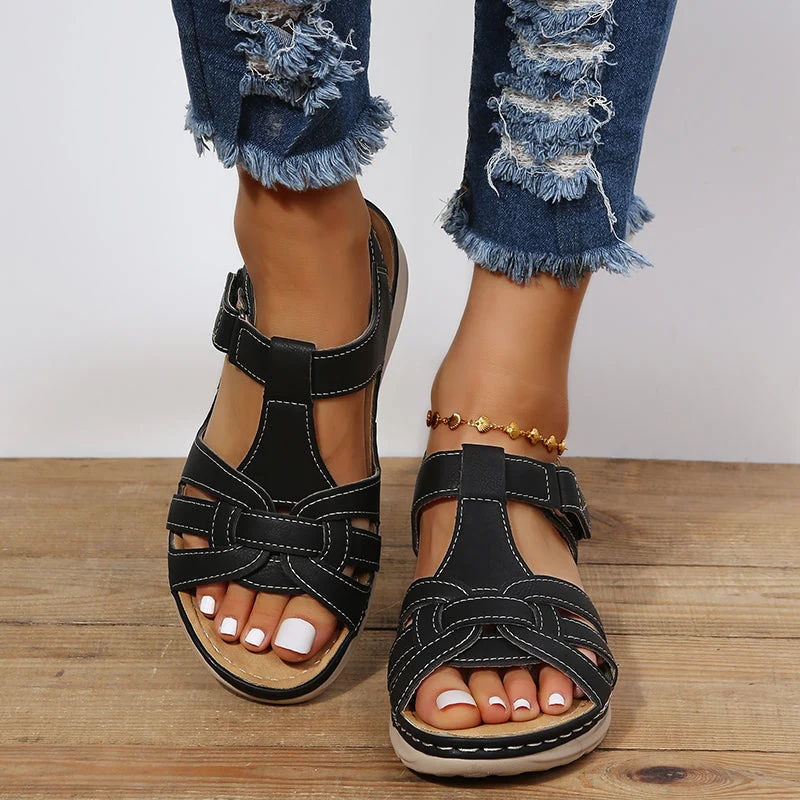 Damen Orthopädische Sandalen | Ballenzehenkorrektur | Ergonomisches Fußbett | Verstellbare Klettverschlüsse