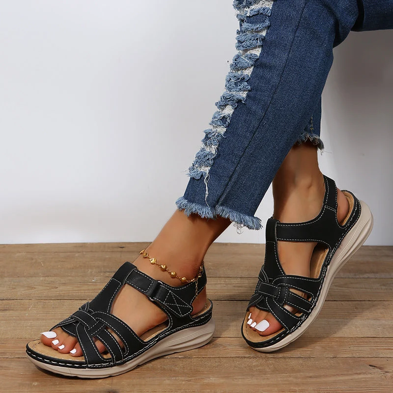 Damen Orthopädische Sandalen | Ballenzehenkorrektur | Ergonomisches Fußbett | Verstellbare Klettverschlüsse