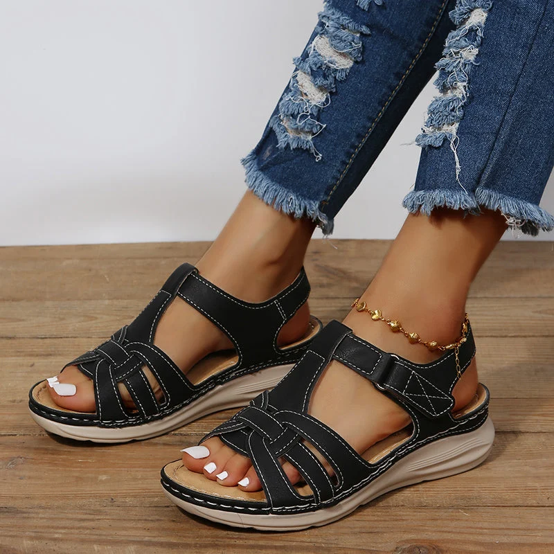Damen Orthopädische Sandalen | Ballenzehenkorrektur | Ergonomisches Fußbett | Verstellbare Klettverschlüsse