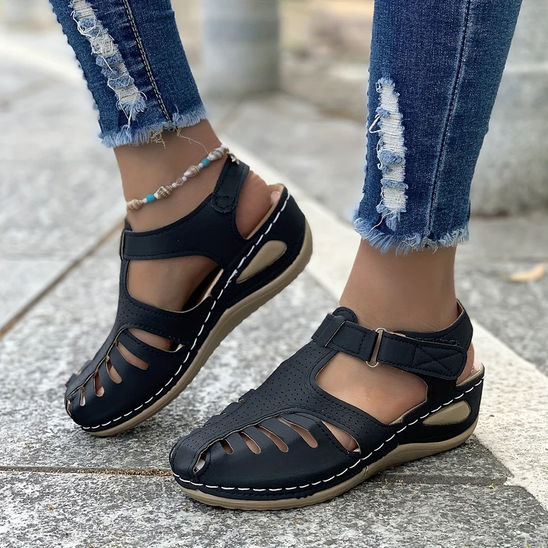 Damen Geschlossene Sandalen | Eleganter Plateauabsatz | Atmungsaktive Mikrofaser | Komfort & Stil