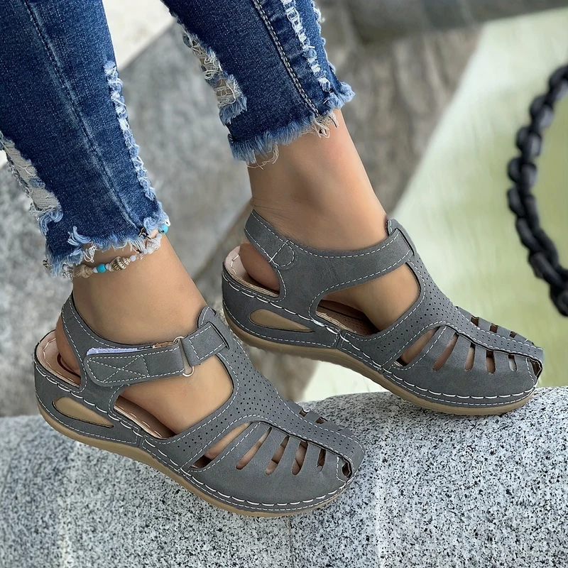 Damen Geschlossene Sandalen | Eleganter Plateauabsatz | Atmungsaktive Mikrofaser | Komfort & Stil