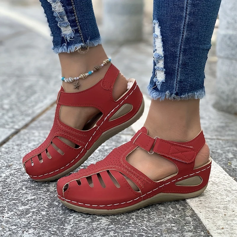 Damen Geschlossene Sandalen | Eleganter Plateauabsatz | Atmungsaktive Mikrofaser | Komfort & Stil