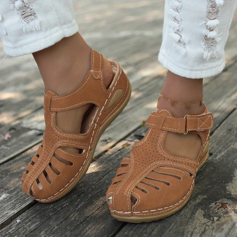 Damen Geschlossene Sandalen | Eleganter Plateauabsatz | Atmungsaktive Mikrofaser | Komfort & Stil