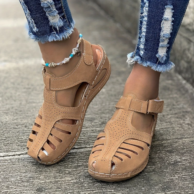Damen Geschlossene Sandalen | Eleganter Plateauabsatz | Atmungsaktive Mikrofaser | Komfort & Stil