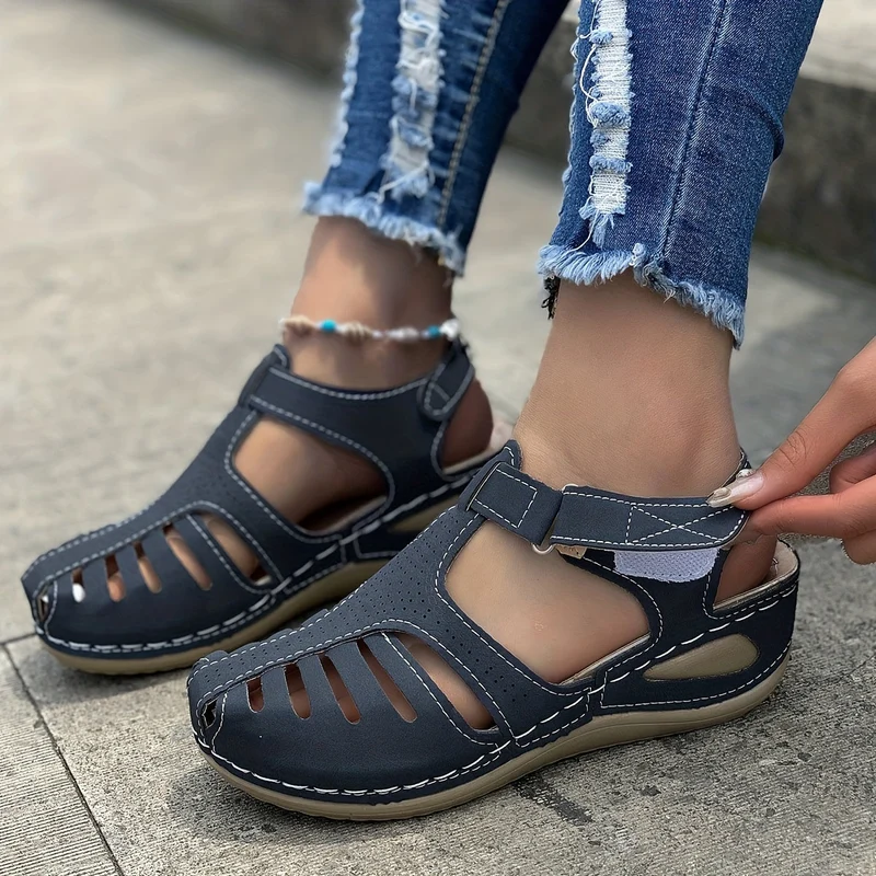 Damen Geschlossene Sandalen | Eleganter Plateauabsatz | Atmungsaktive Mikrofaser | Komfort & Stil