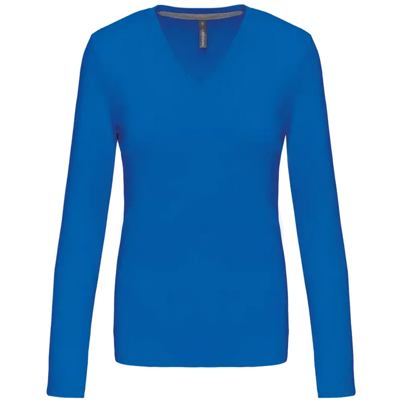 Kariban Dames t-shirt V-hals lange mouwen K382