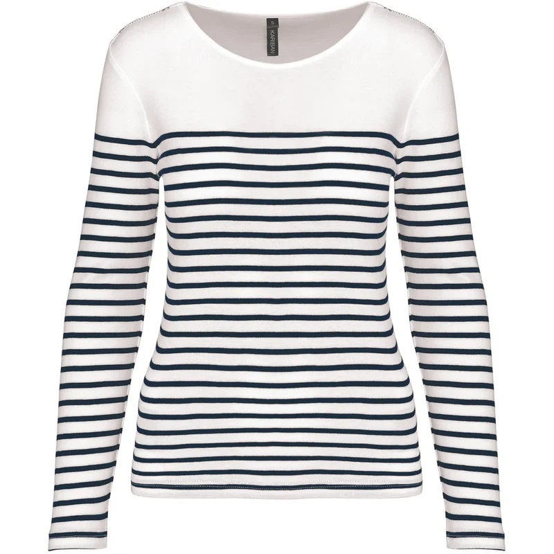 Kariban Gestreept dames-t-shirt lange mouwen K386