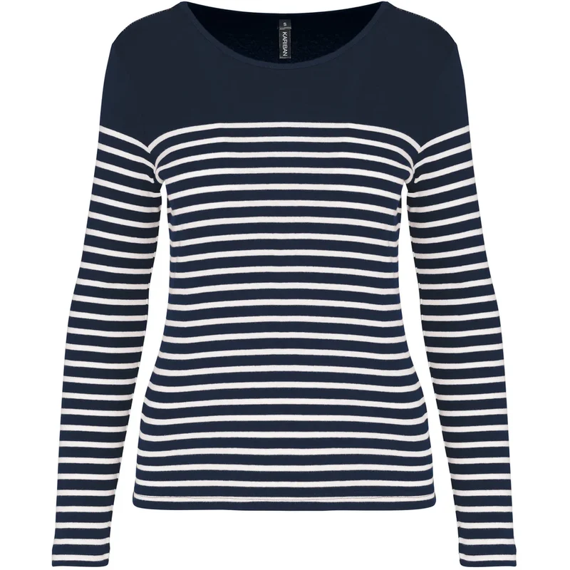 Kariban Gestreept dames-t-shirt lange mouwen K386