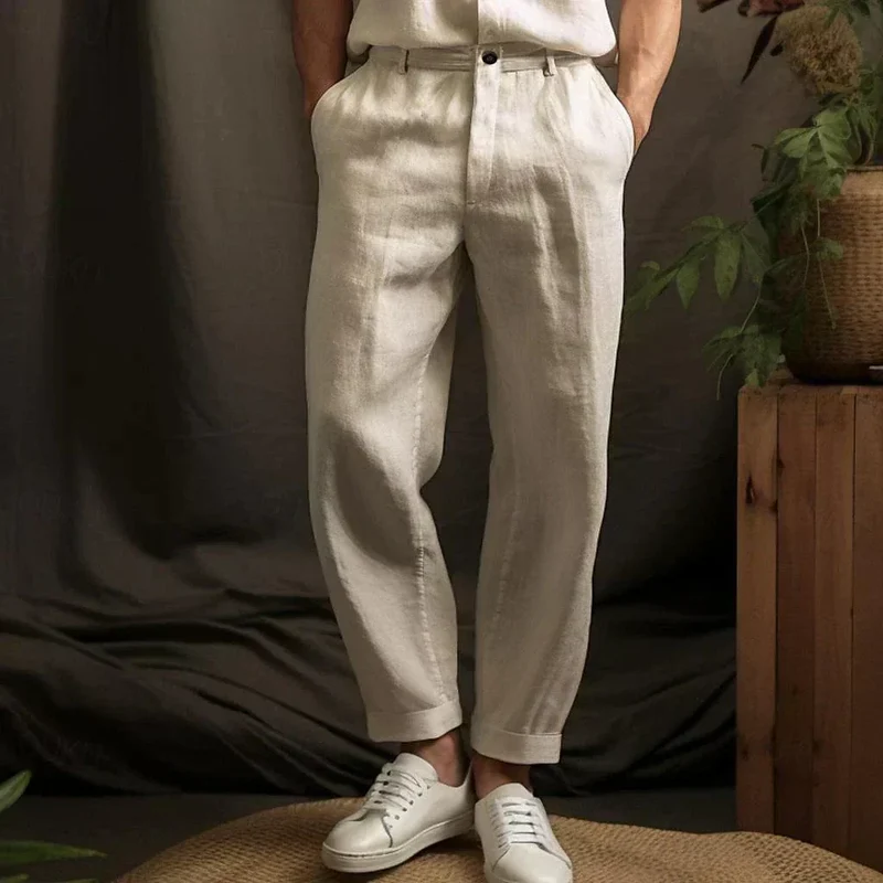 Damen Leinenhose | Leicht & Atmungsaktiv | Lockerer Sommer Schnitt | Lässig & Bequem