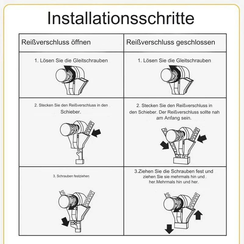 Abnehmbare Reißverschlusszieher 6er-Set | Universelle Ersatz-Zipper für Jacken, Taschen und Rucksäcke