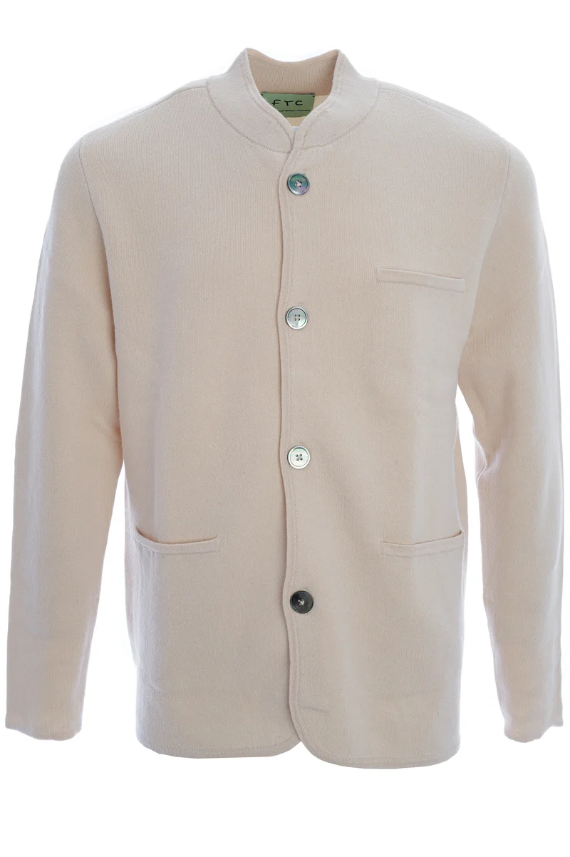 Doubleface-Strickjacke Beige
