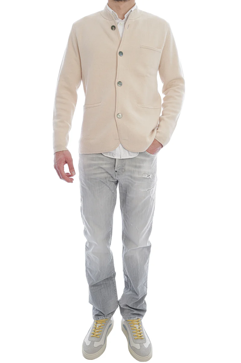 Doubleface-Strickjacke Beige