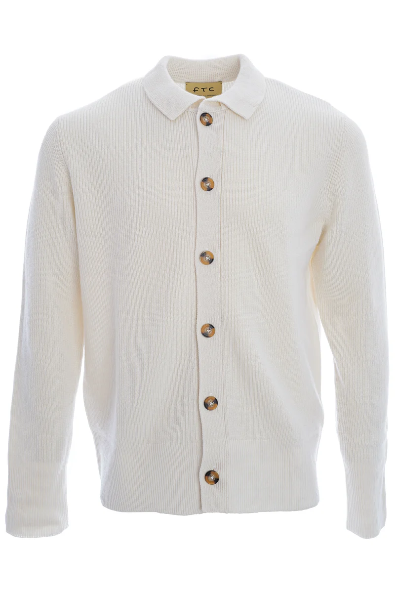 Strickjacke im Halbpatent-Strick Weiß