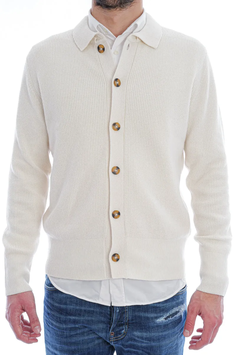 Strickjacke im Halbpatent-Strick Weiß
