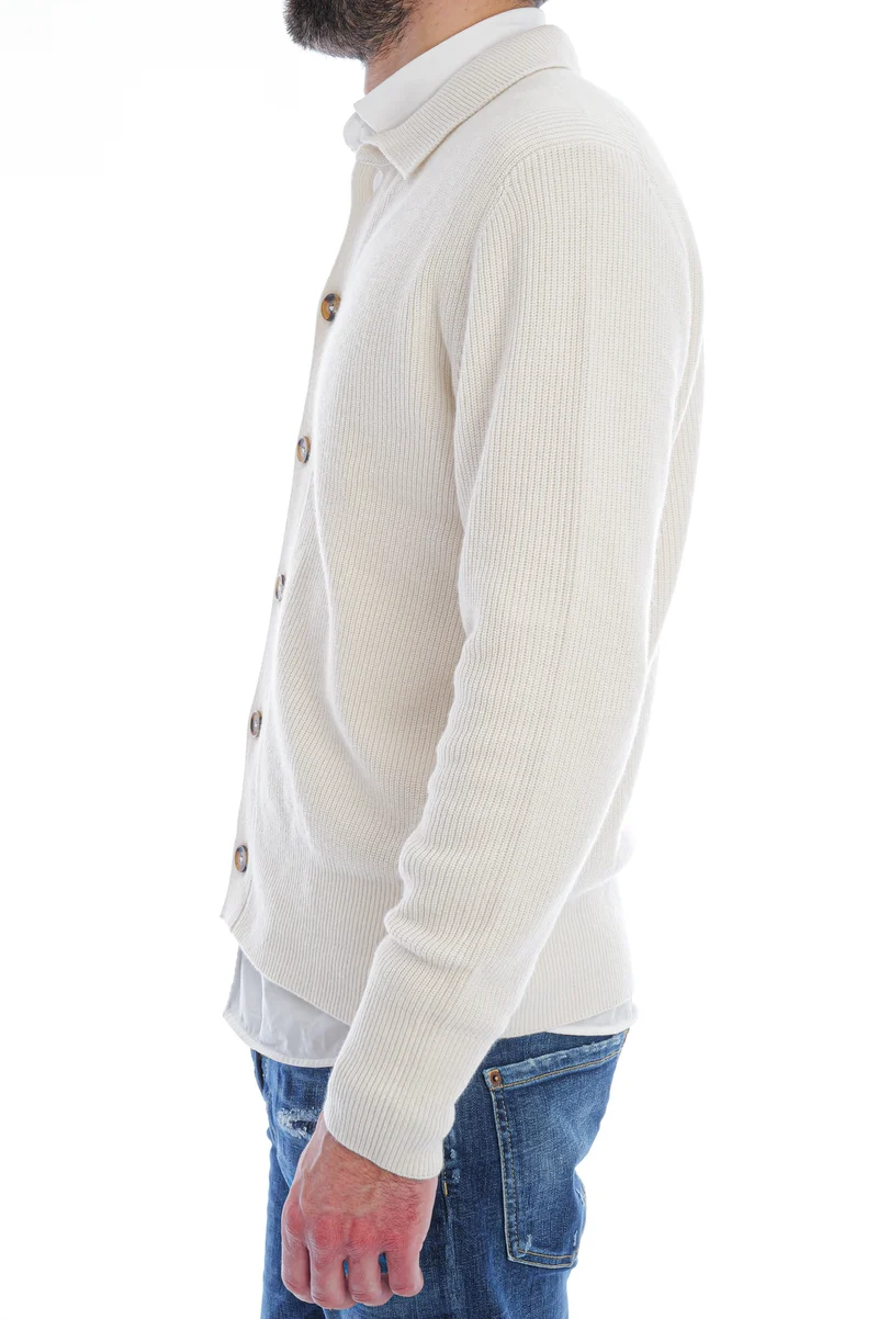 Strickjacke im Halbpatent-Strick Weiß