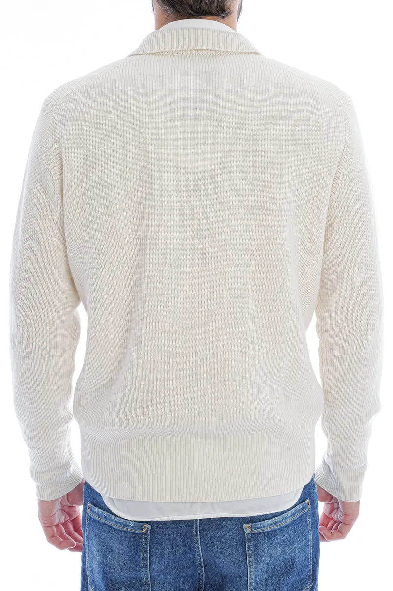 Strickjacke im Halbpatent-Strick Weiß