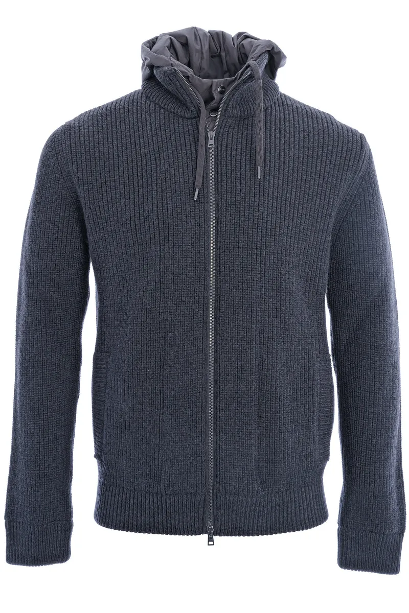 Jacke aus Merino mit Weste Dunkelgrau