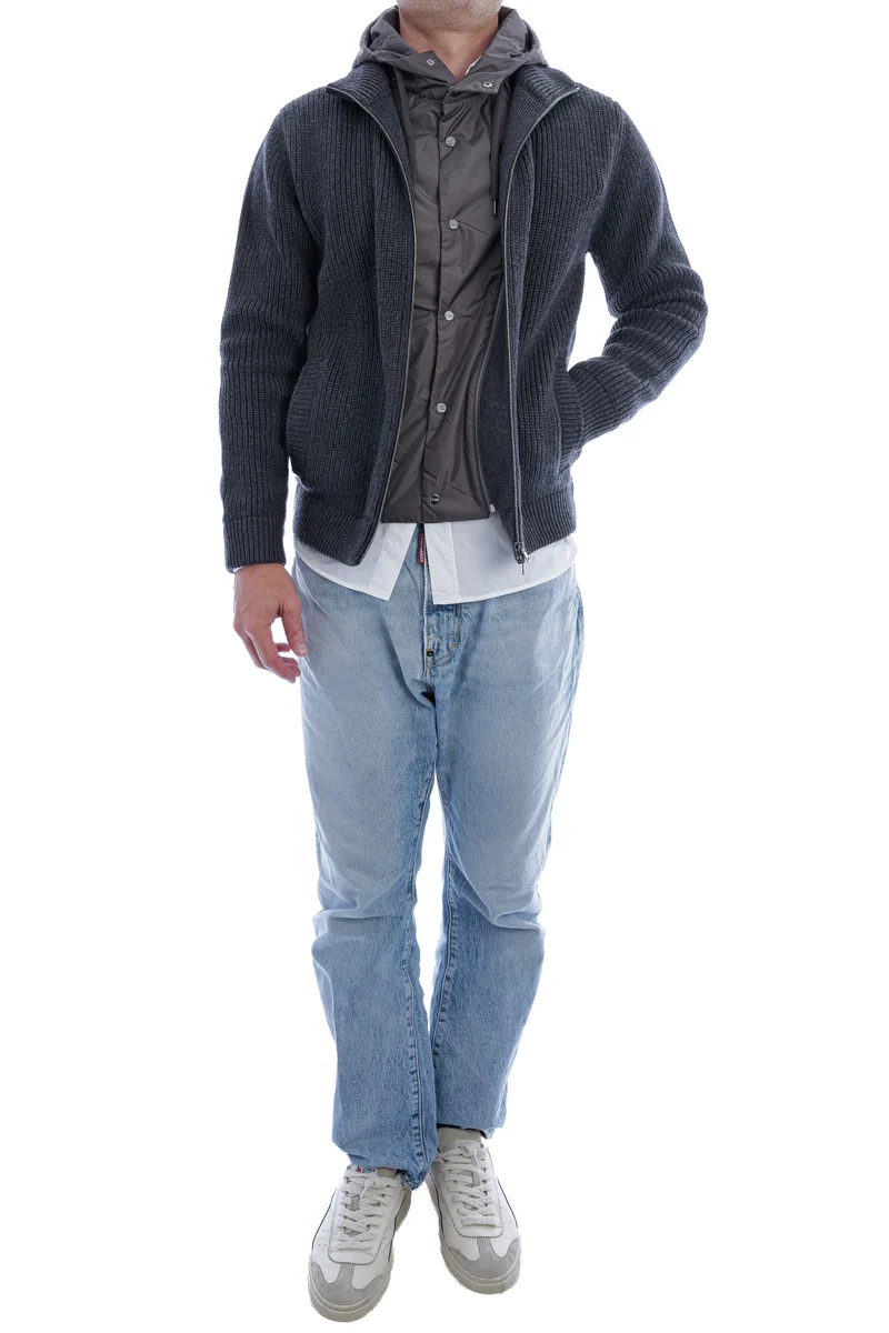 Jacke aus Merino mit Weste Dunkelgrau