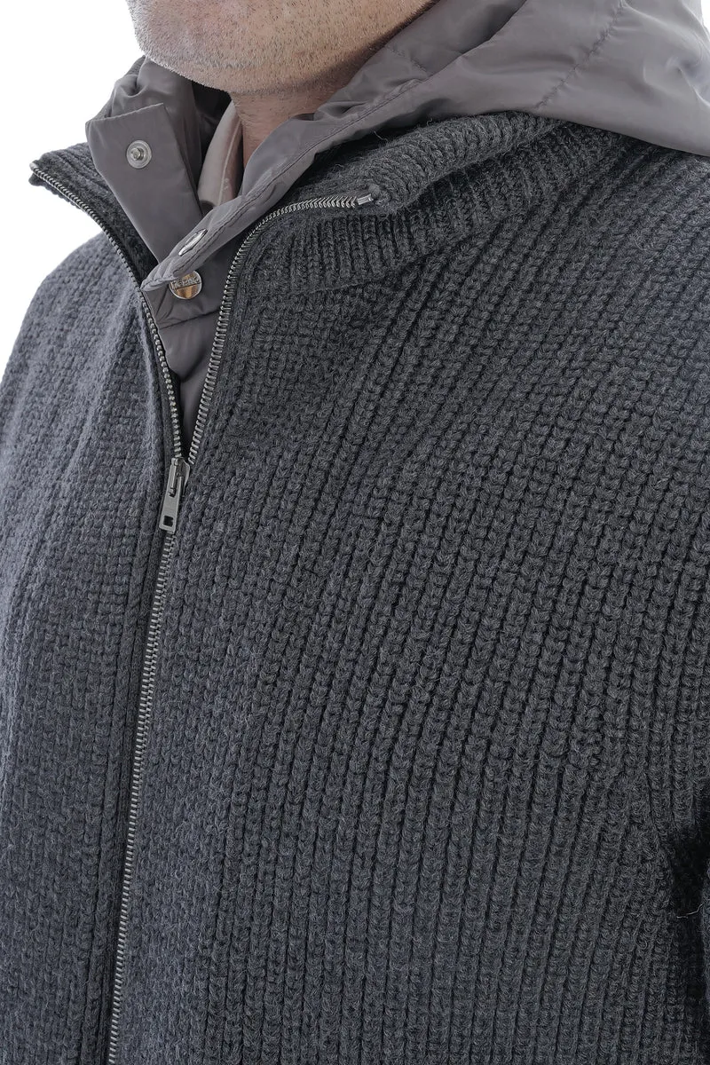 Jacke aus Merino mit Weste Dunkelgrau