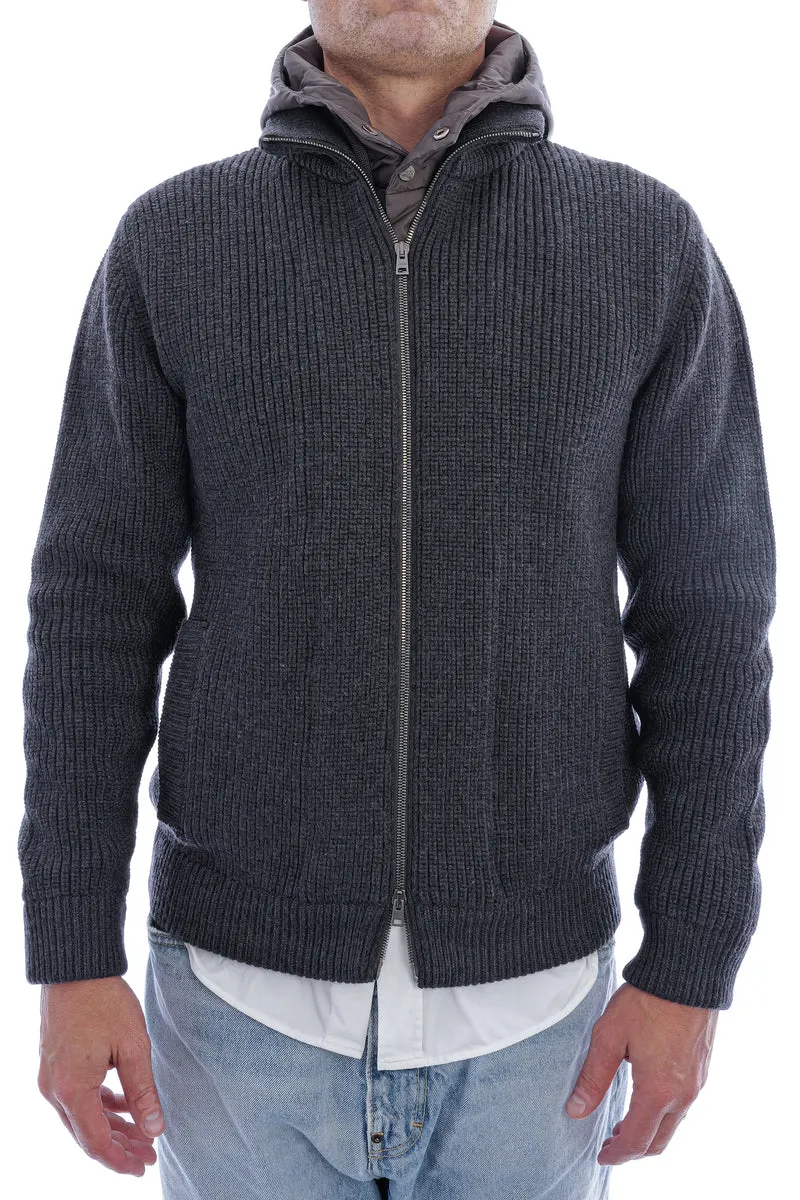 Jacke aus Merino mit Weste Dunkelgrau