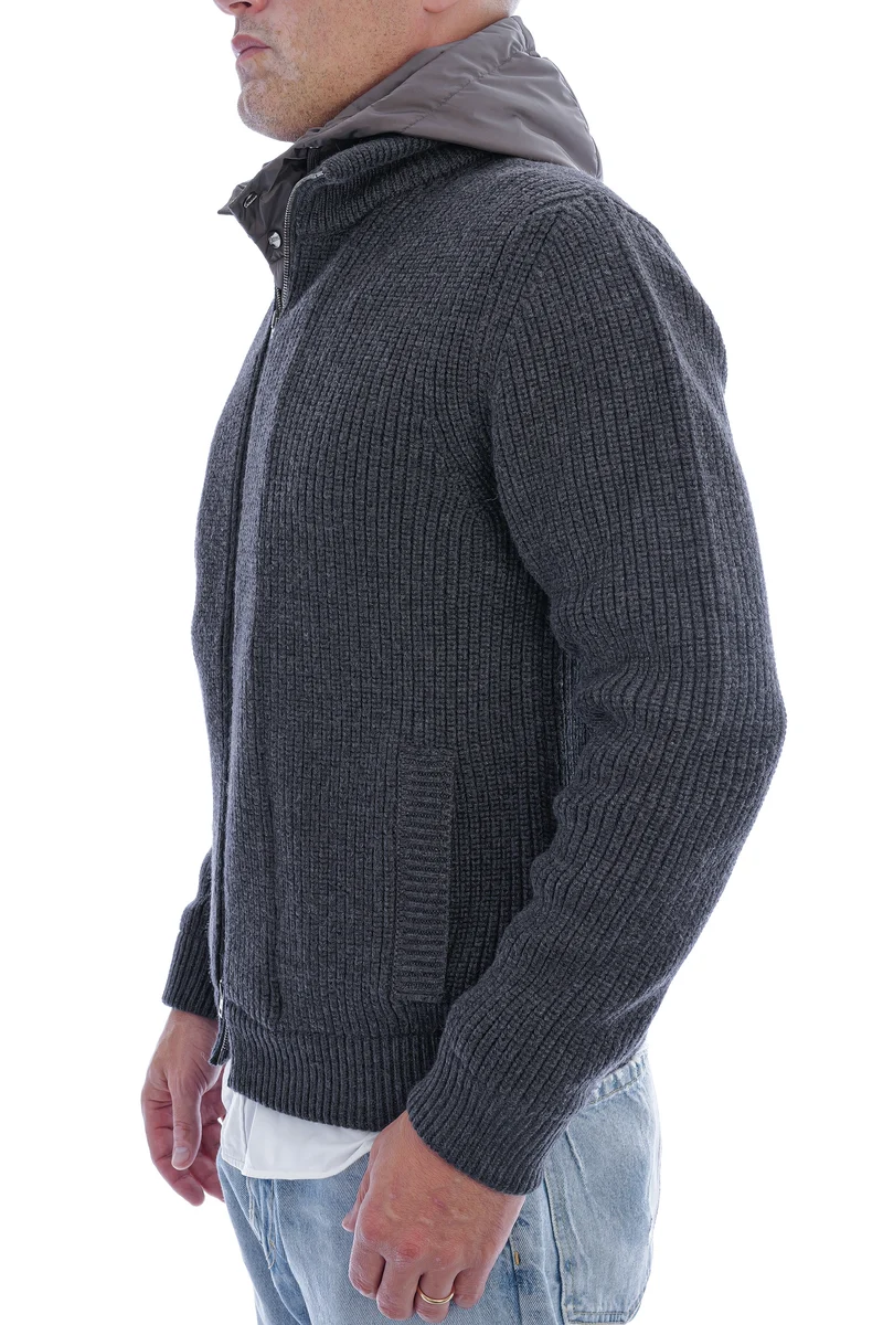 Jacke aus Merino mit Weste Dunkelgrau