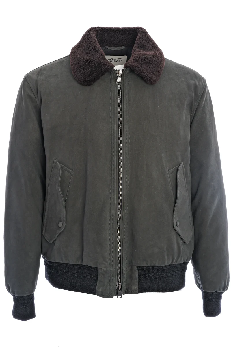 Lederjacke mit Daunenfüllung Lakritz