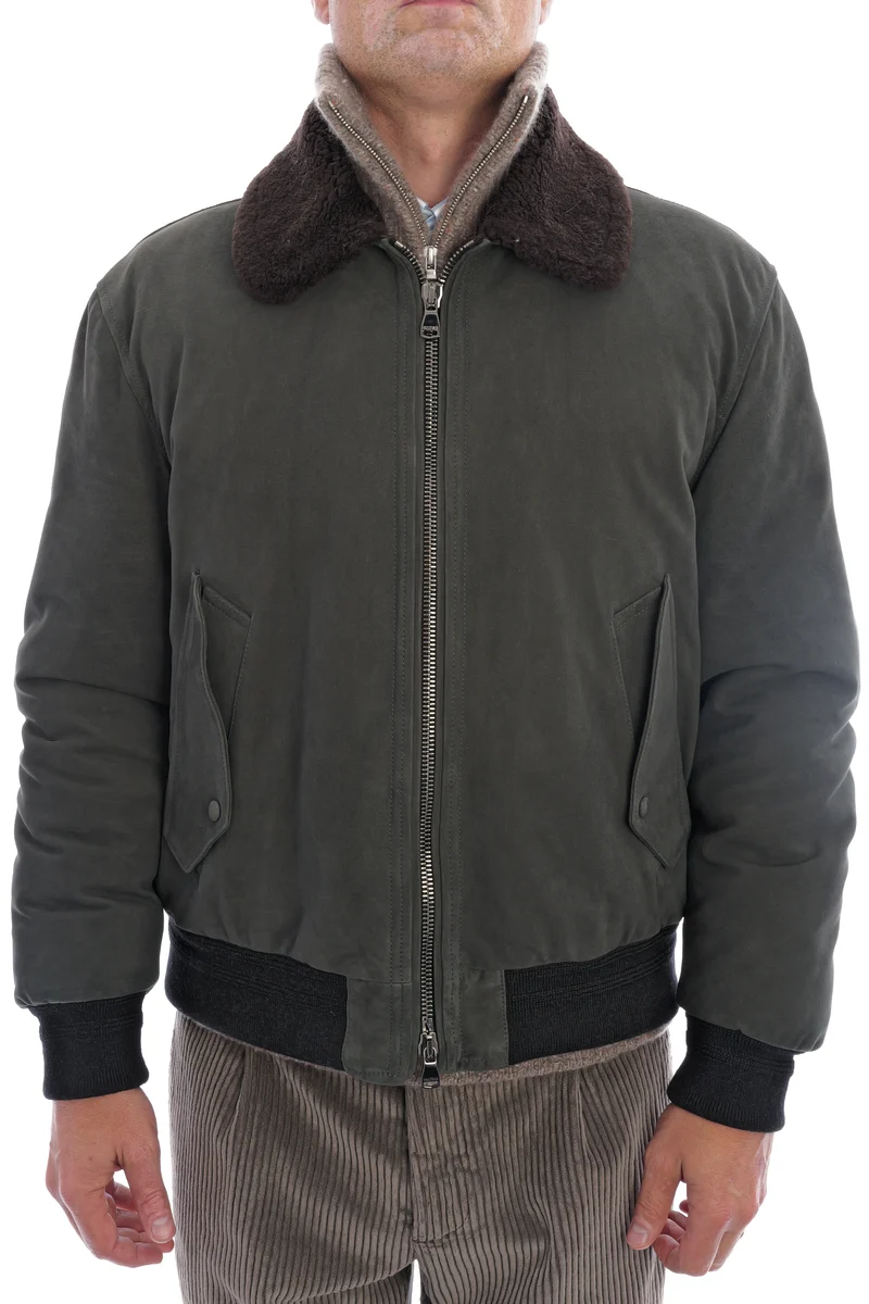 Lederjacke mit Daunenfüllung Lakritz
