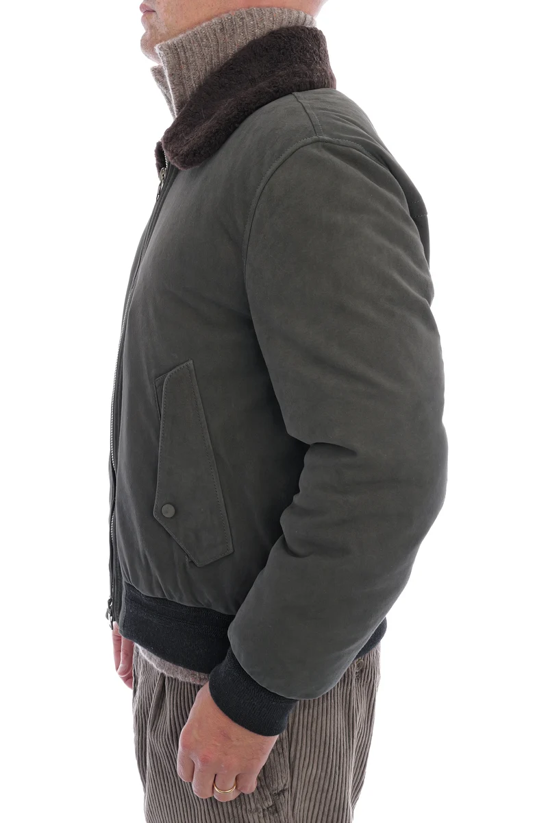 Lederjacke mit Daunenfüllung Lakritz