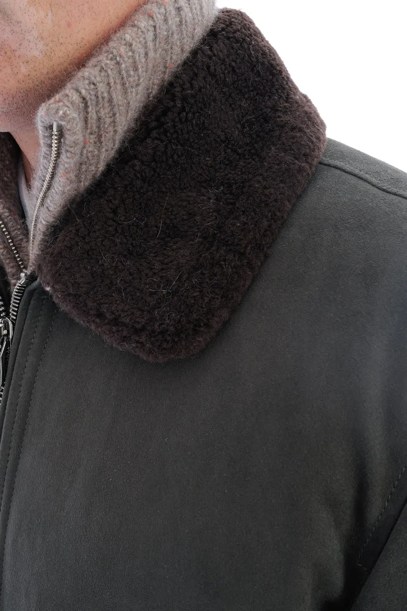 Lederjacke mit Daunenfüllung Lakritz
