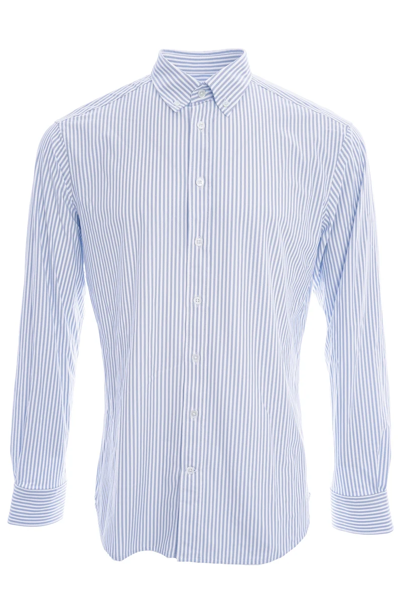 Stretchhemd Button Down Kragen Radical Fit Hellblau gestreift