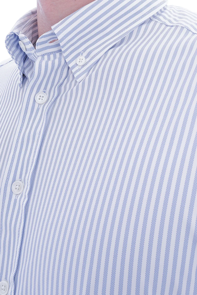 Stretchhemd Button Down Kragen Radical Fit Hellblau gestreift