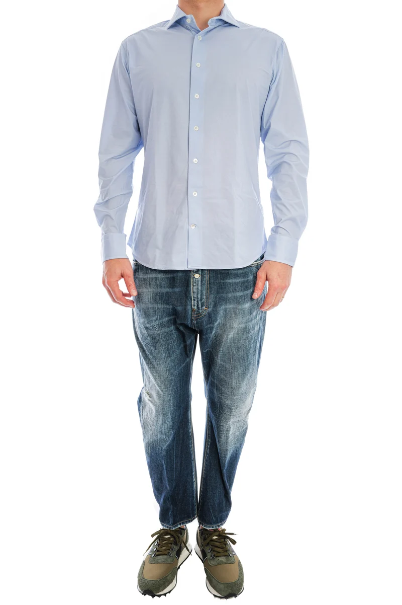 Stretchhemd Haifischkragen Blau