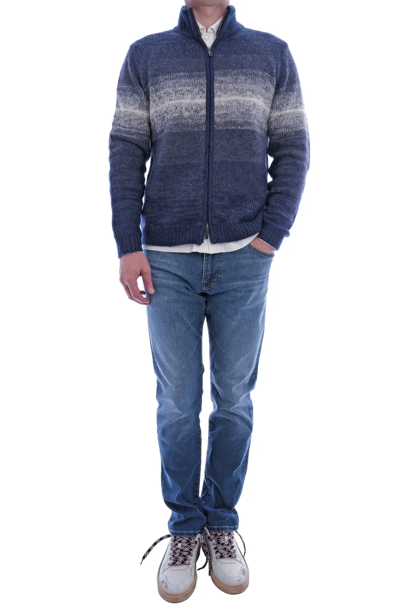 Kaschmirstrickjacke 'Felias Degrade' Midnight Alabaster