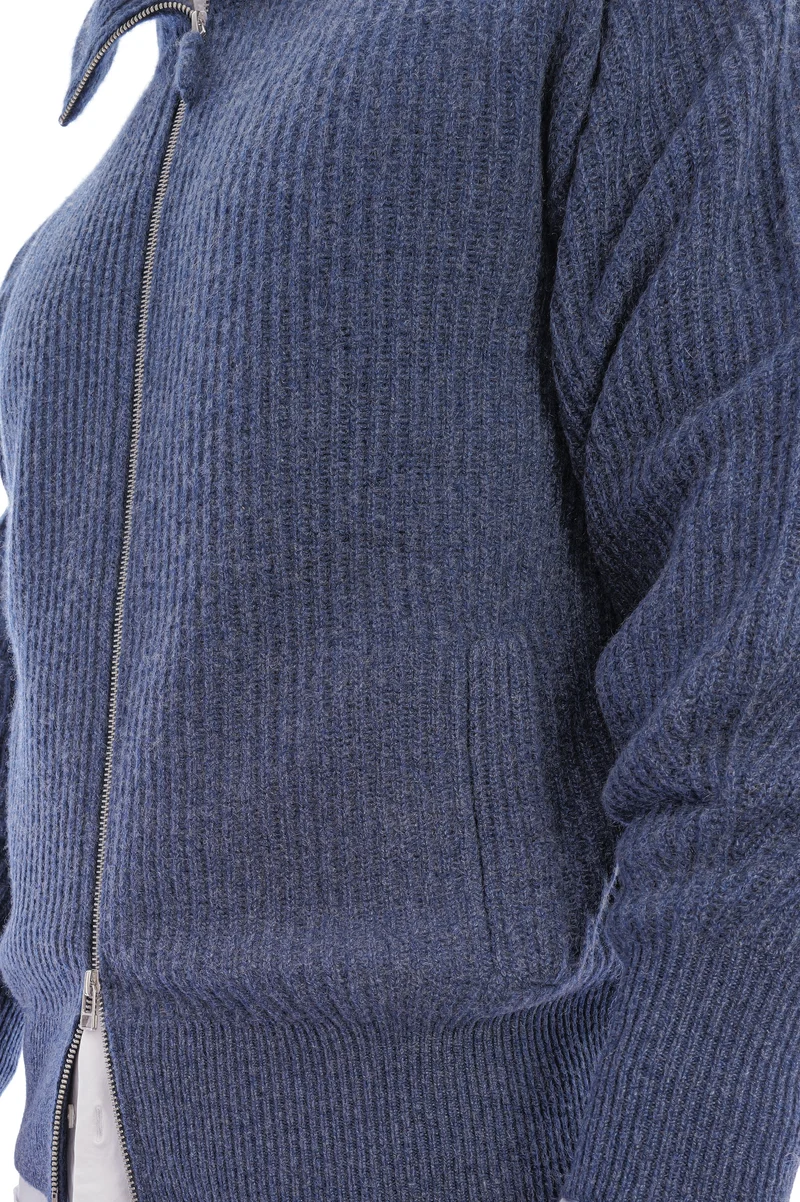 Kaschmirstrickjacke mit hohem Kragen Orionblau