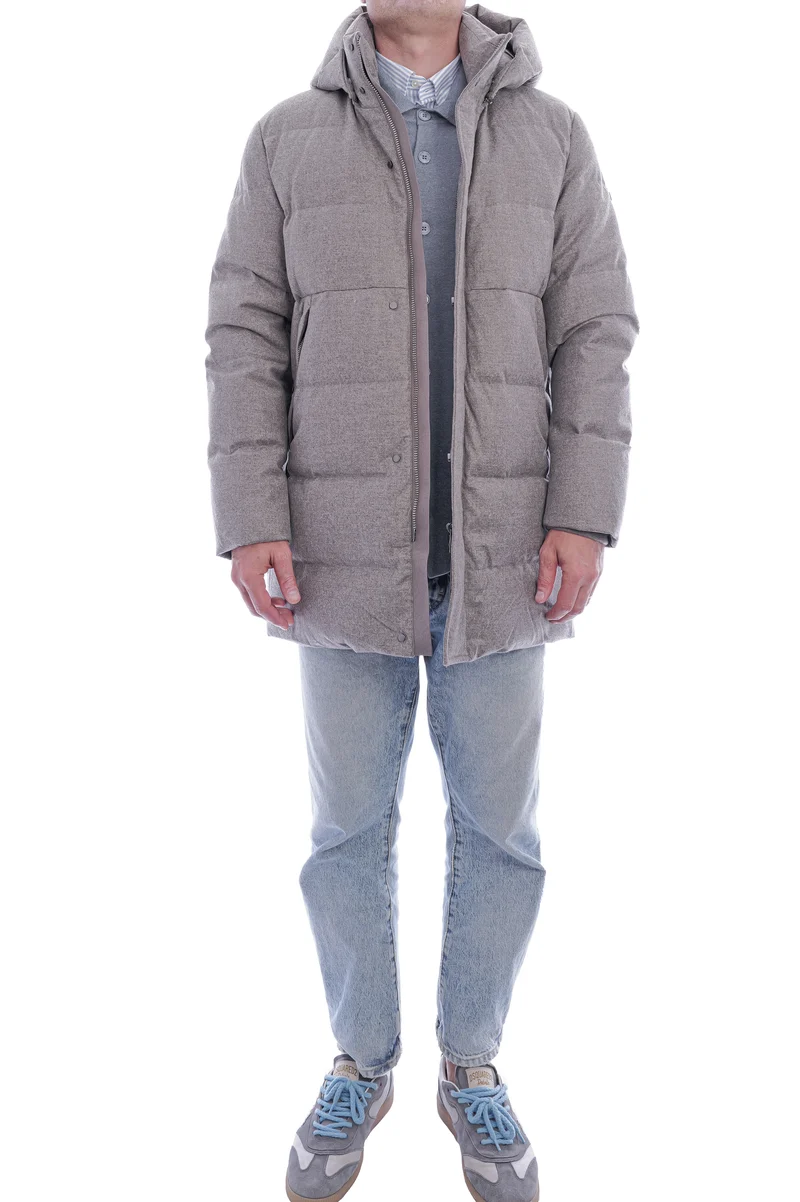Woll- Daunenjacke 'Magnus' Taupe Meliert
