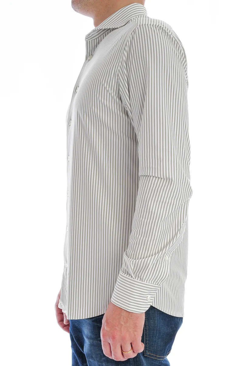 Stretchhemd Rossini-Kragen Beige Gestreift