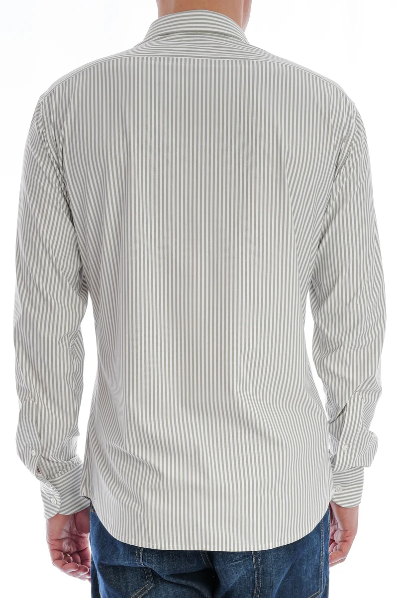 Stretchhemd Rossini-Kragen Beige Gestreift