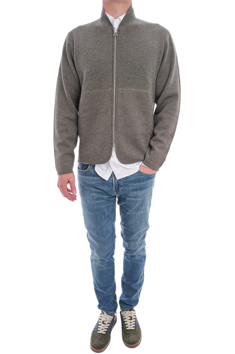Wollstrickjacke Moosgrün