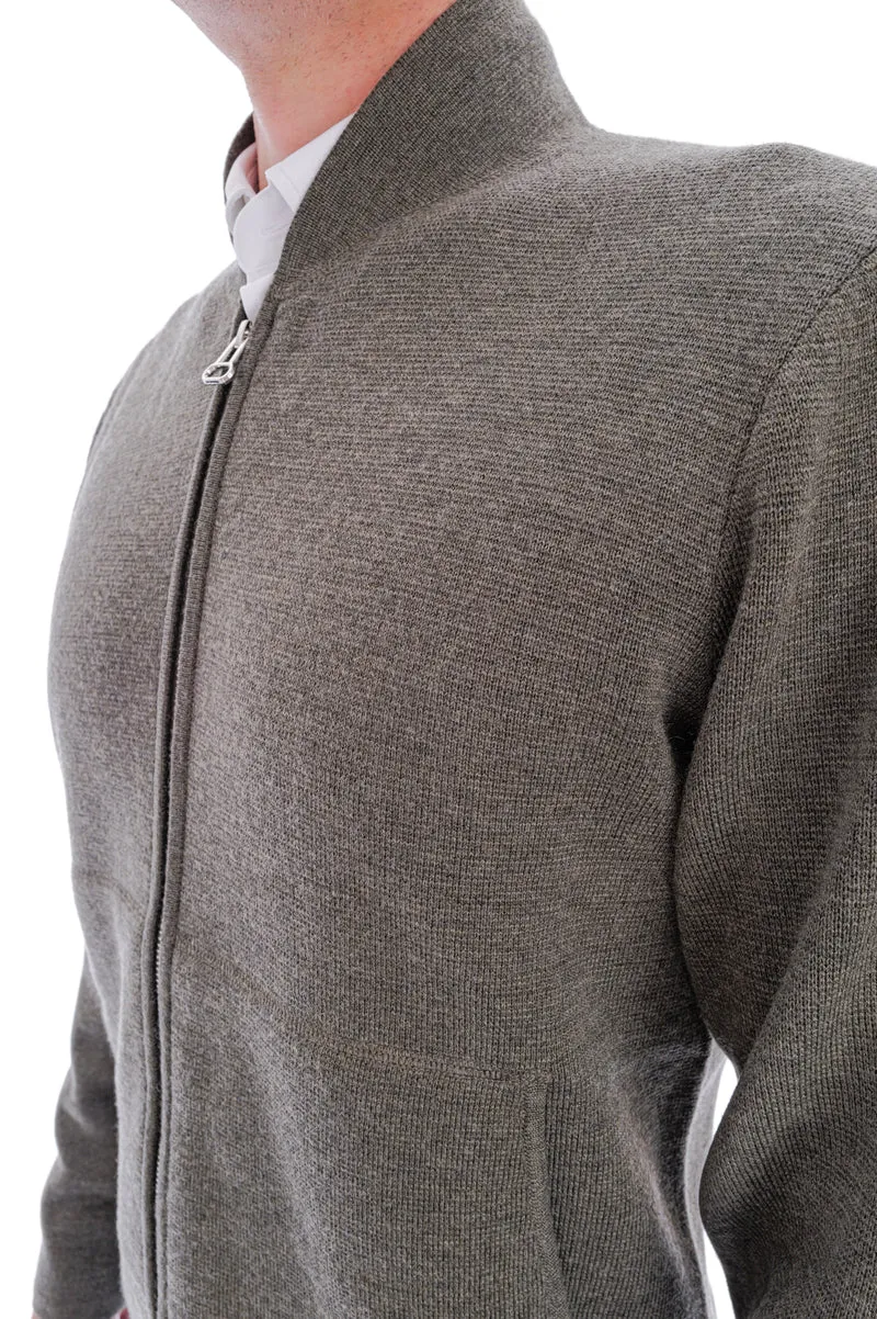 Wollstrickjacke Moosgrün