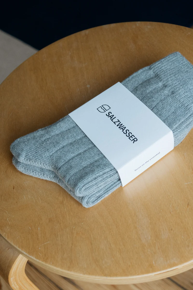 2 Paar Grobstricksocken Bio-Baumwolle Hellgrau